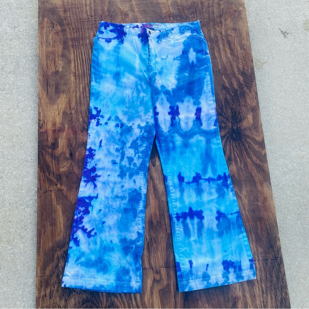Blue Tie-Dye Wide-Leg jeans